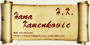 Hana Kamenković vizit kartica